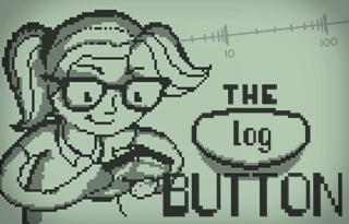 Pixel art cartoon girl with The Log Button title