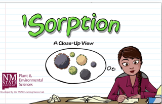 Cartoon character studying soil particles